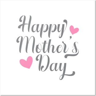 Simple and Elegant Happy Mother's Day Calligraphy Posters and Art